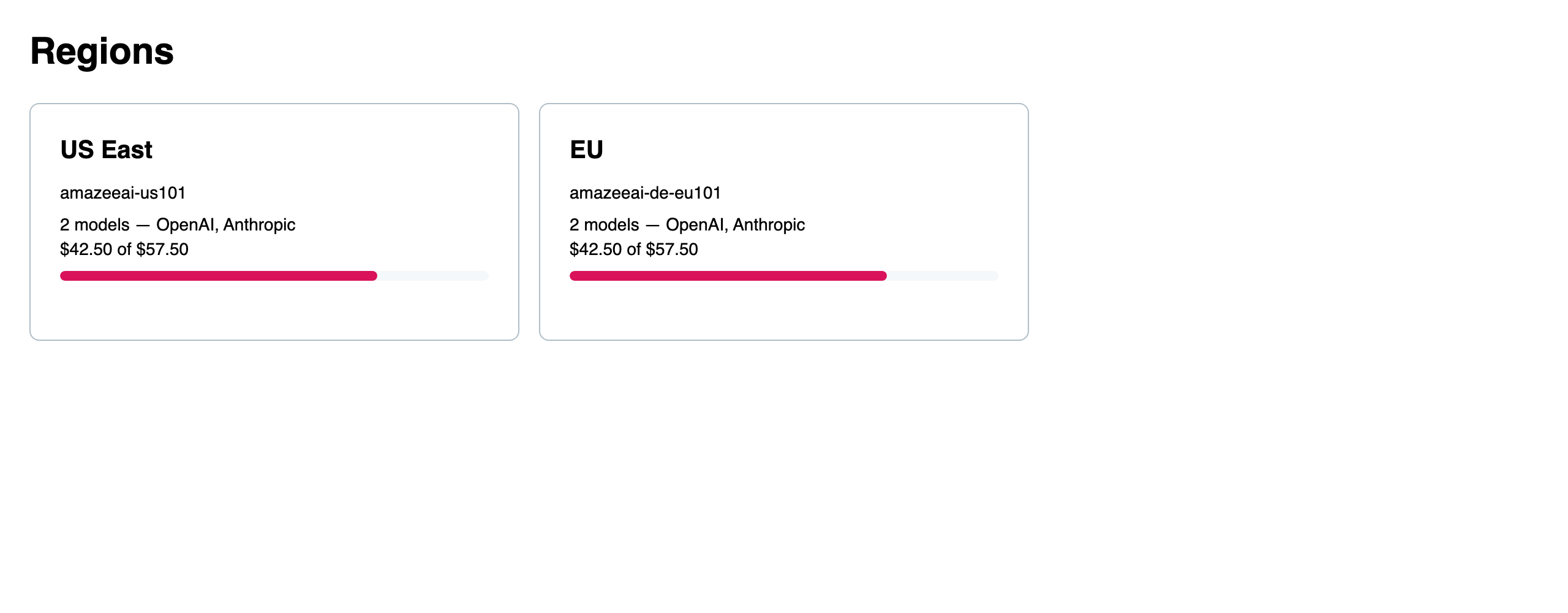 Regions page — choose the region for your API key